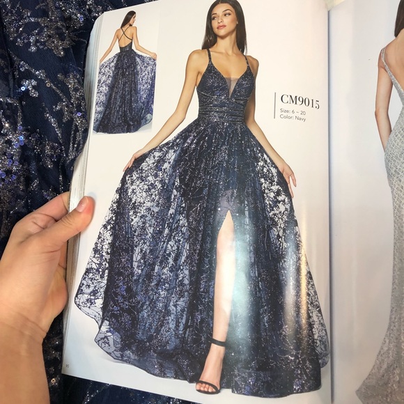 SIZE 6 NAVY PROM DRESS - Picture 2 of 2